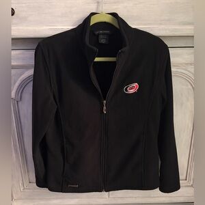 NHL Carolina Hurricanes Black Full Zip Fleece Jacket Hockey Logo Cozy